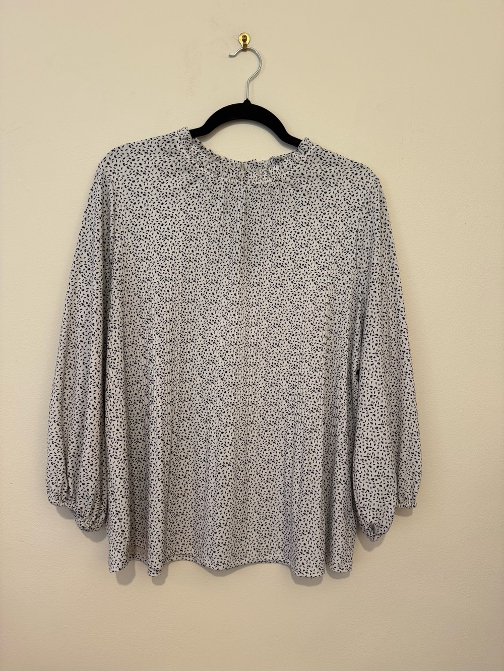 Adrianna Papell White Blouse with Black Dot Print